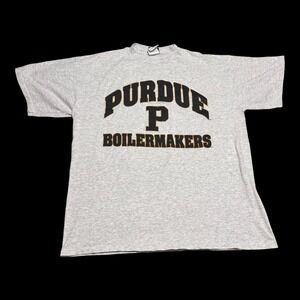 Vintage 90s TSI Purdue University Boilermakers Gray Single Stitch Shirt Men's XL